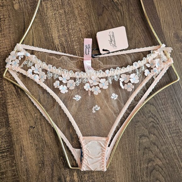 NWT!! Agent Provocateur Bethanie Full Brief S Peach & Blue
